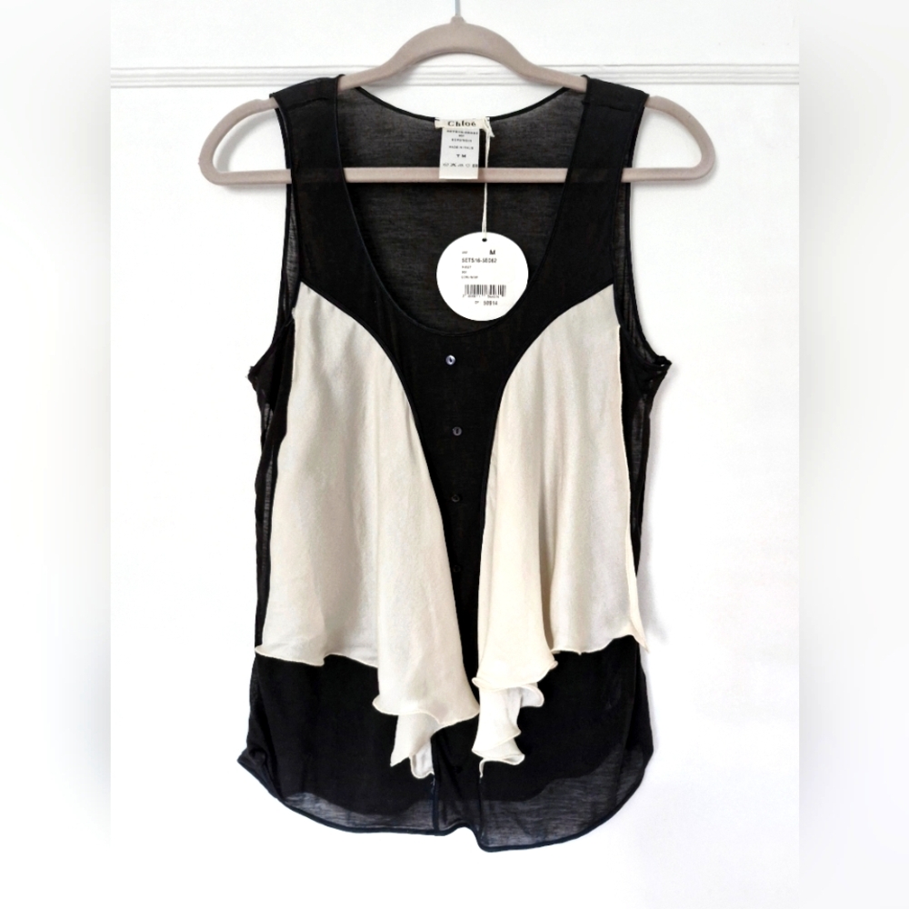Chloé Black and White Sleeveless Tank Top